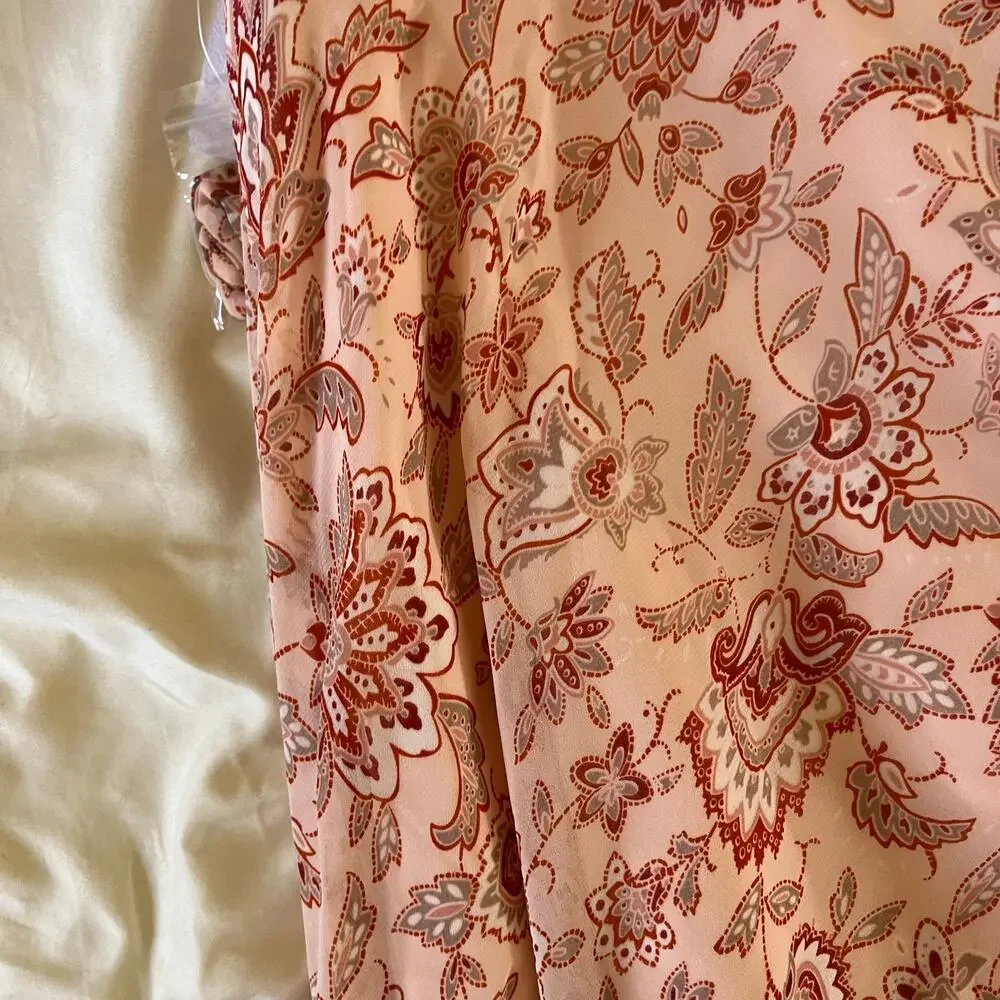 NWT Pink Floral Print Puff Sleeve Cottage Core Bridesmaid Wedding Guest Dress 6 - Picture 3 of 9